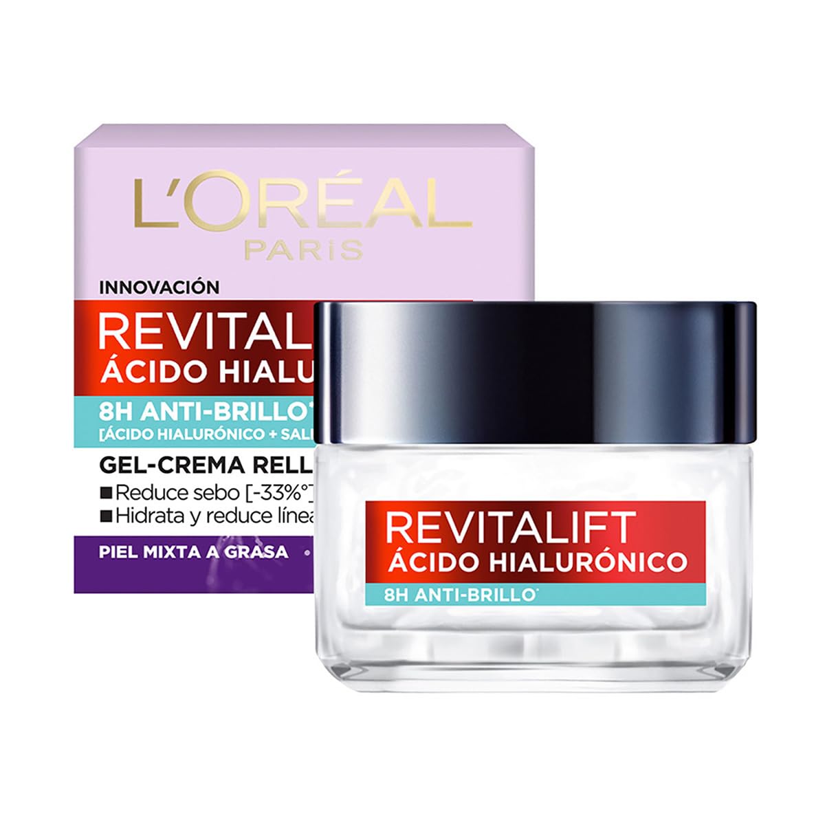 Hidratante Loreal Revitalift Acido hialuronico Anti-brillo